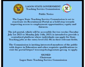 Lagos State Teaching Service Commission (TESCOM) Recruitment 2025